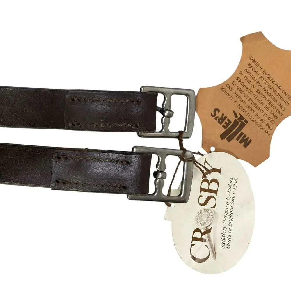 NWT 2 Crosby England Saddlery Brown Leather Belts 54‎ 3/4 x 1 inch Miller's VTG